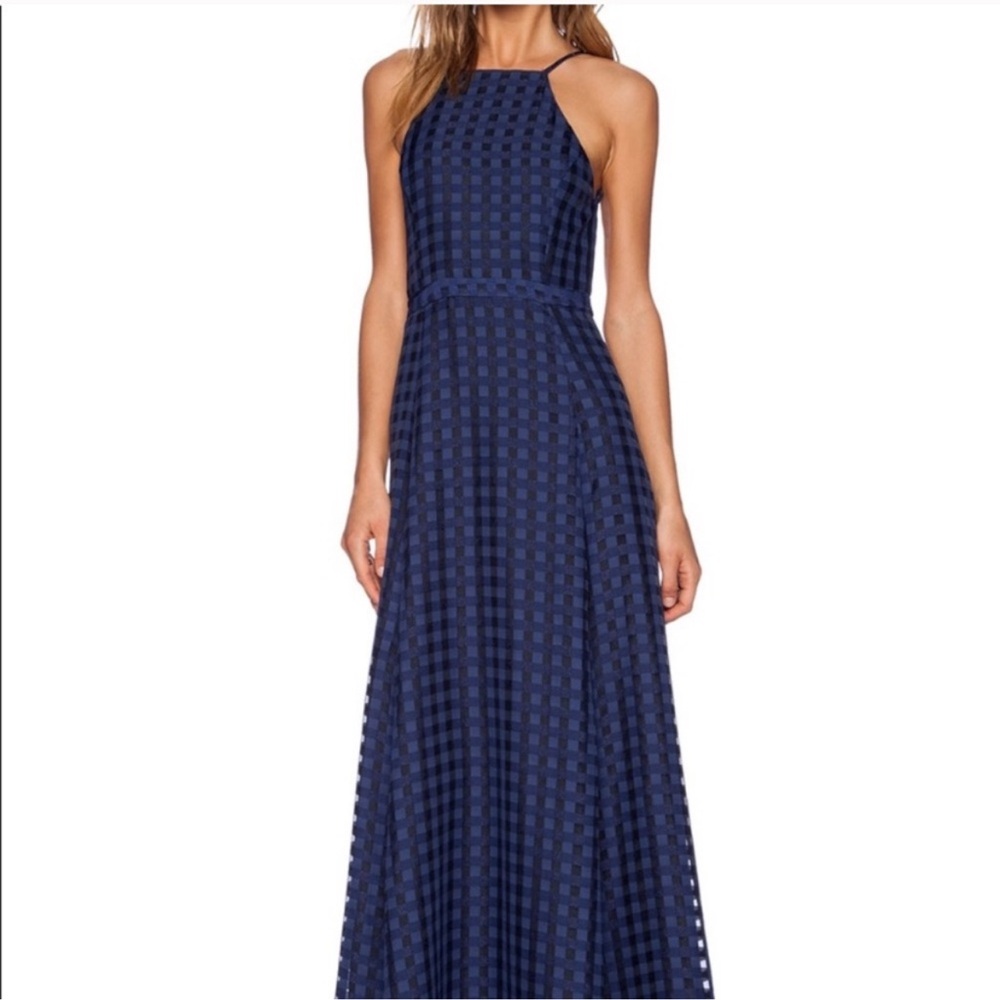 NBD Plaid Backless Maxi Dress